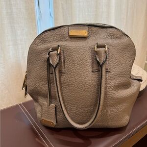 Burberry Pebble Leather Satchel in Taupe